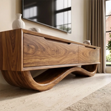 Sculptural TV Stand with 2 Drawers | Organic Modern Media Console TH003-3LLI8QY