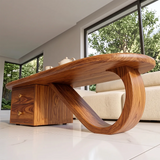 Modern Oval Coffee Table with Storage Drawers | Sculptural Contemporary Center Table for Living Room TH003-5102