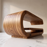 Modern Waterfall Coffee Table with Open Shelf | Contemporary Curved Center Table for Living Room TH003-6318