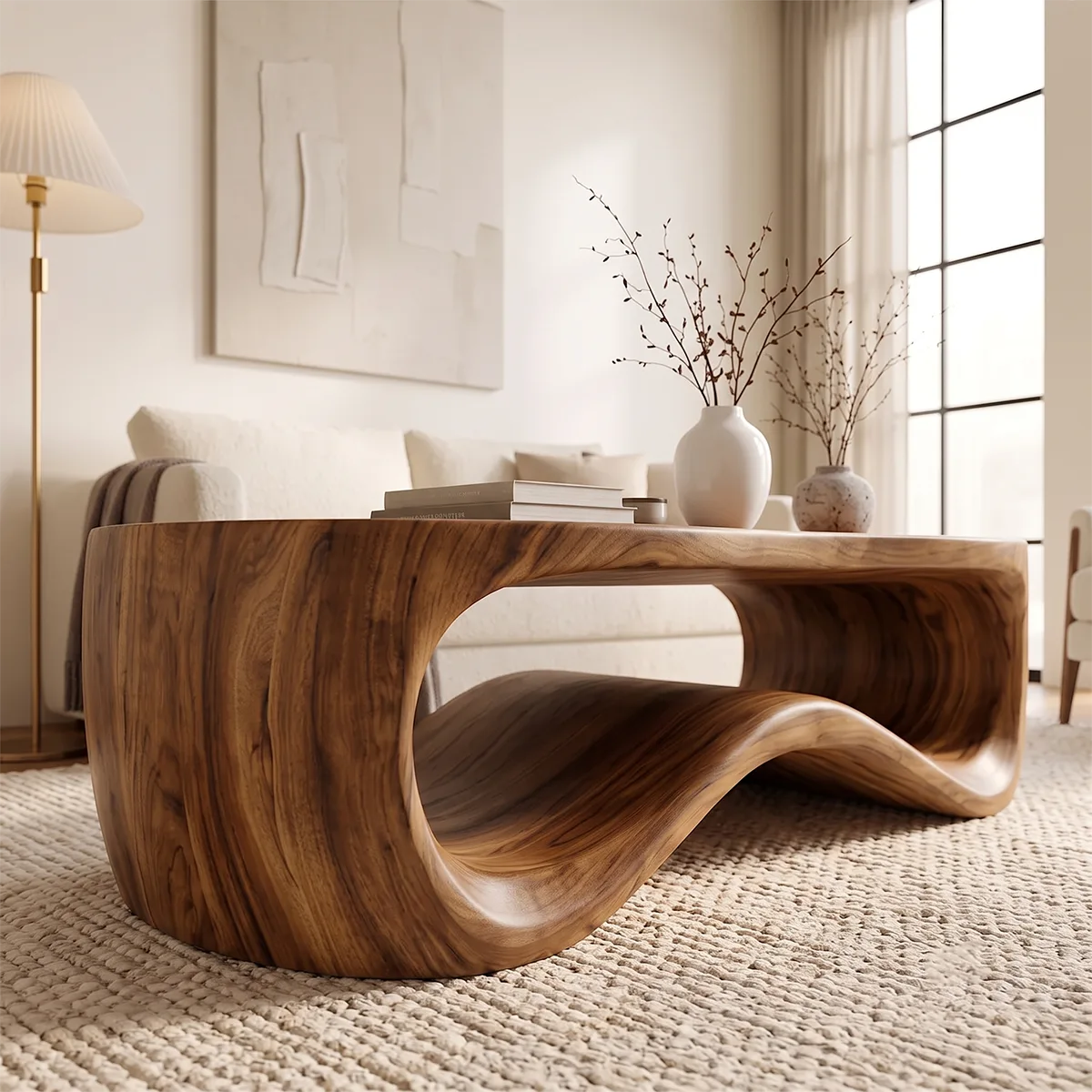 Sculptural Wave Coffee Table | Modern Curved Statement Center Table