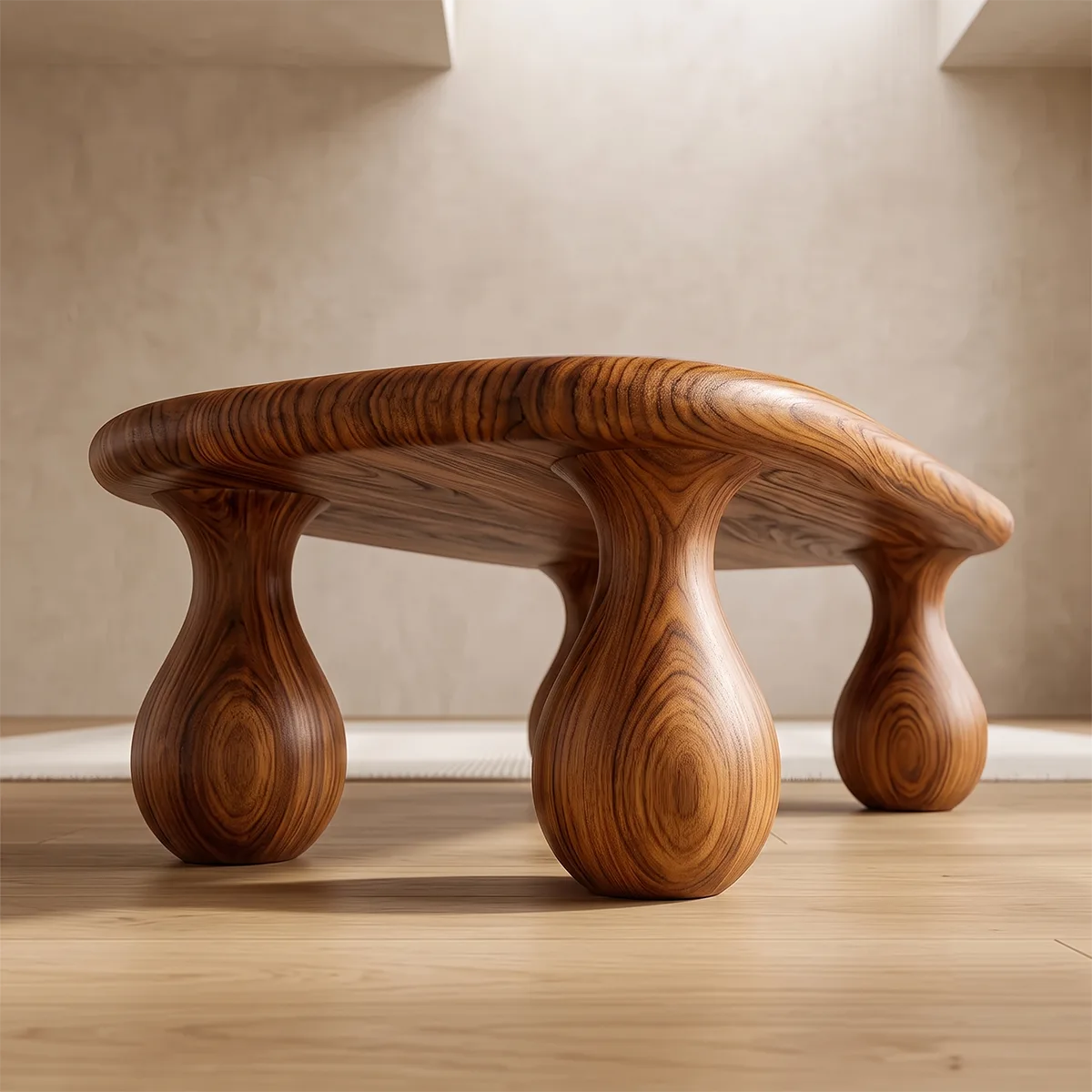 Modern Coffee Table | Organic Rounded Rectangle Cocktail Table TH003-4084