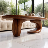 Organic Oval Coffee Table | Sculptural Wave Base Coffee Table for Modern Minimalist Living Room TH003-5893