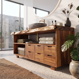Live Edge Bathroom Vanity with Open Shelving & Multi-Drawer Storage TH003-9EZH8IM