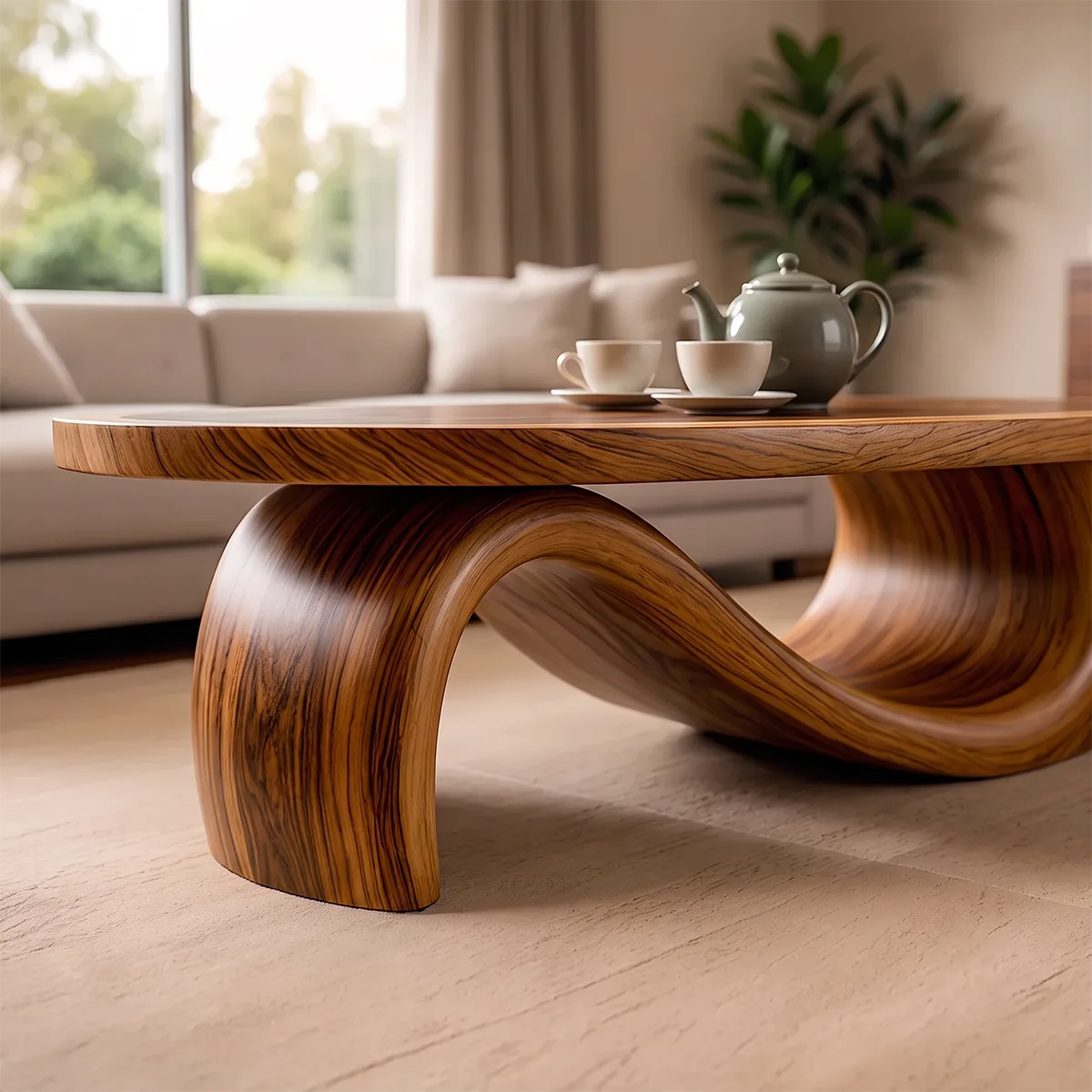 Modern Oval Coffee Table | Organic Sculptural Center Table for Contemporary Living Room TH003-1924