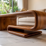 Modern Waterfall Coffee Table | Contemporary Center Table with Open Shelf Storage TH003-5383