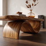 Sculptural Curved Coffee Table with Wave Base | Organic Modern Living Room Center Table