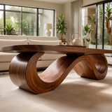 Modern Wave Coffee Table | Sculptural Curved Center Table for Contemporary Living Room TH003-2856