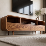 Modern TV Stand with 2 Drawers & Open Storage | Rounded Media Console TH003-5IKK5IP