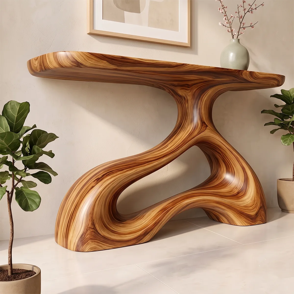 Organic Sculptural Console Table | Abstract Wave Console Table for Modern Entryway & Hallway TH003-3763