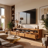 Live Edge TV Stand with 3 Drawers & Open Shelf | Modern Media Console TH003-8RIU4RU