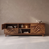 Carved Mountain TV Stand with 4 Cabinets | Modern Media Console TH003-4VZB9ZR