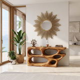 Organic Sculptural Console Table | Modern Open Shelf Console with Abstract Architectural Design TH003-9123