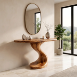 Organic Sculptural Console Table | Modern Curved Console Table with Twisted Pedestal Base TH003-5454