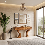 Modern Sculptural Console Table with Drawers | Organic Entryway Storage Console Table TH003-4892
