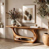 Organic Modern Console Table with Sculptural Open Base for Entryway & Living Room TT006-9597