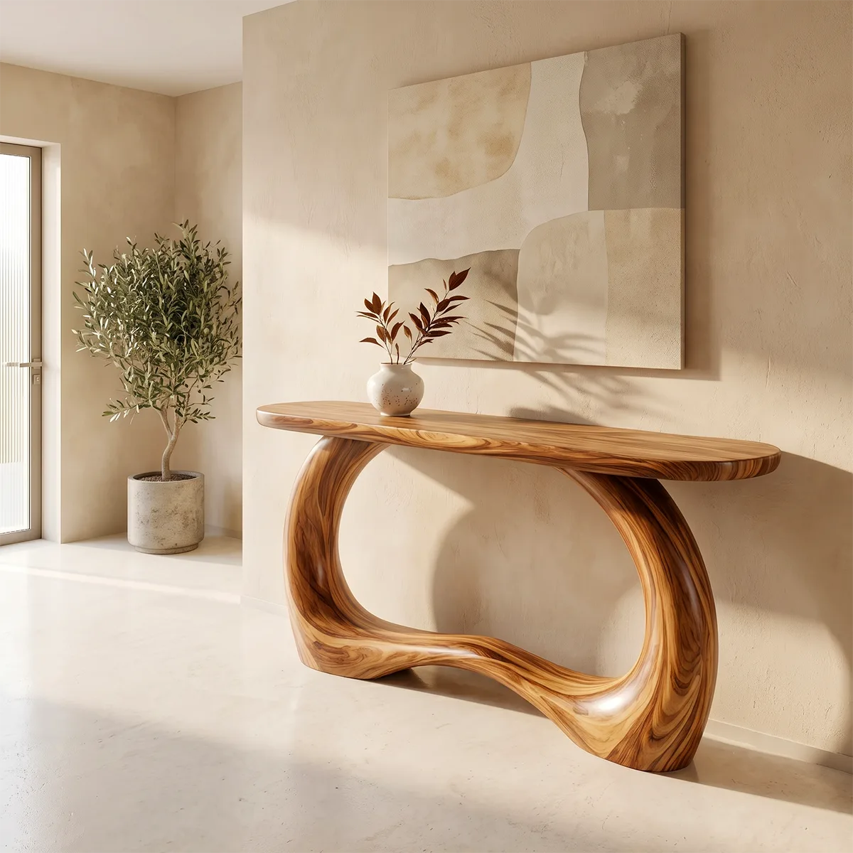 Organic Loop Console Table | Modern Sculptural Console Table with Open Arch Base TH003-6800
