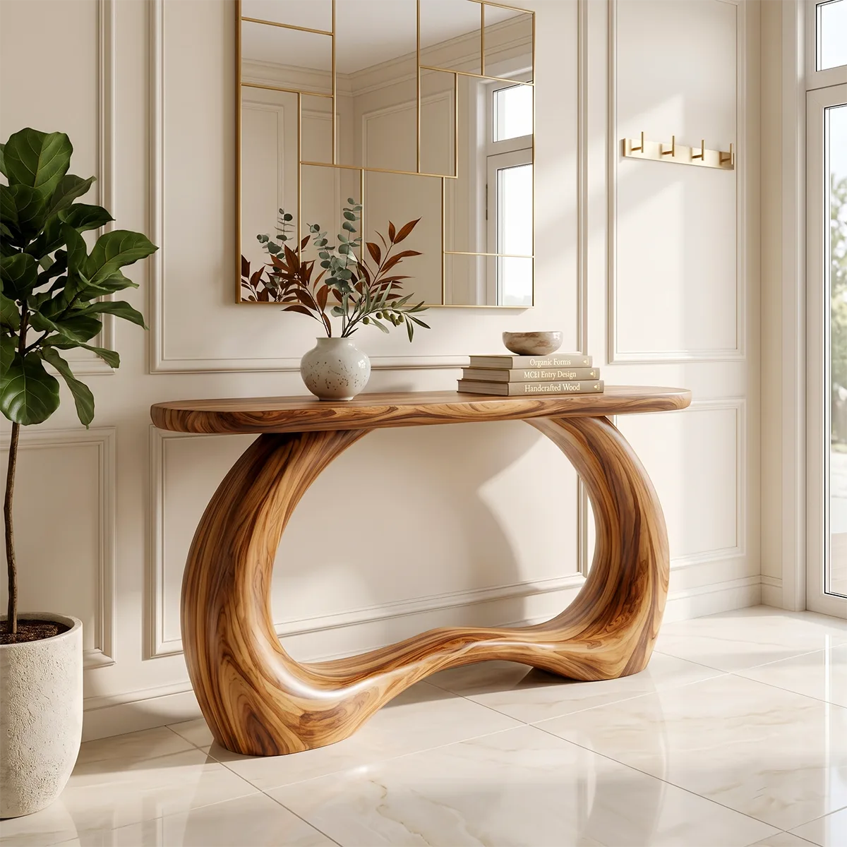 Organic Loop Console Table | Modern Sculptural Console Table with Open Arch Base TH003-6800