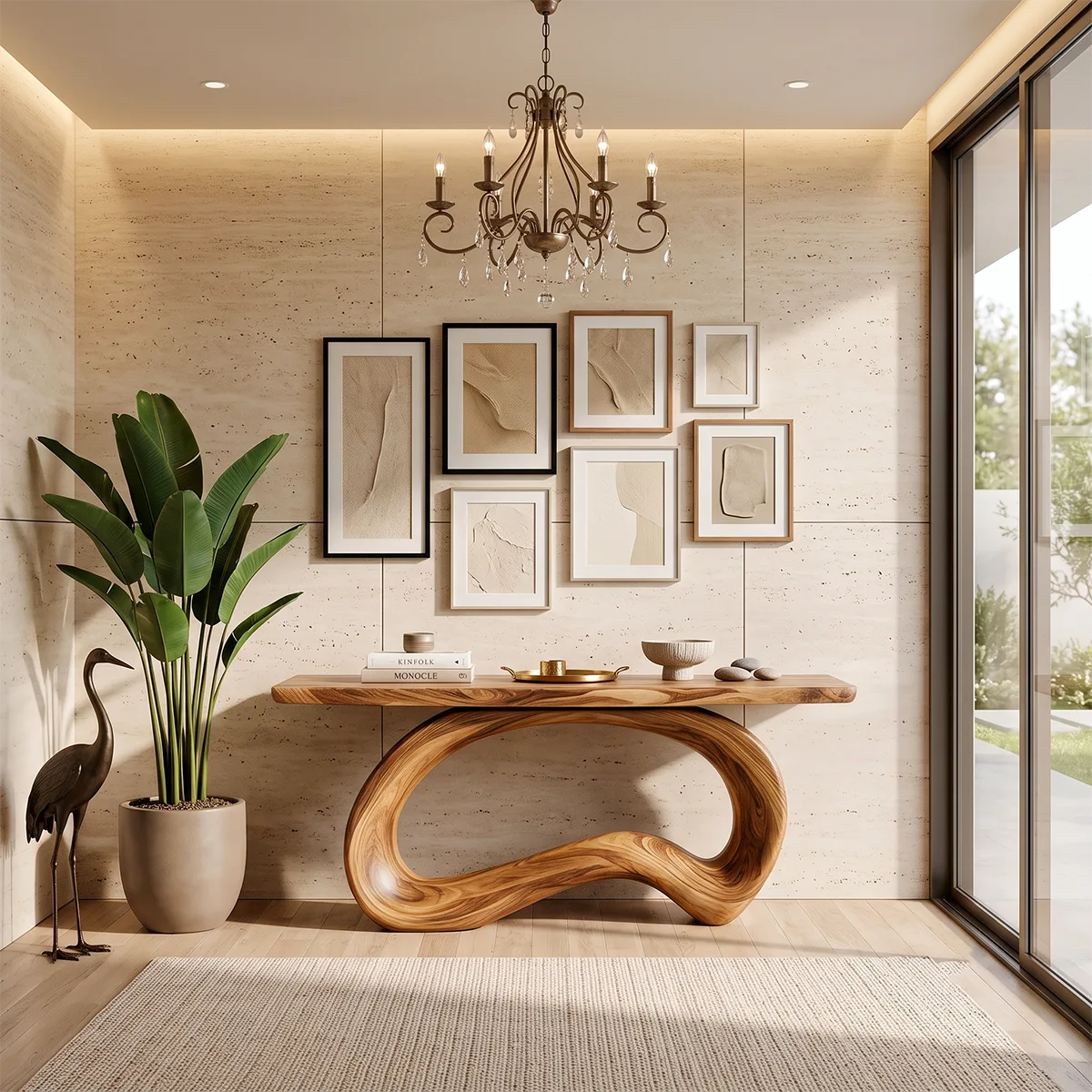 Organic Loop Console Table | Modern Sculptural Console Table with Continuous Curved Base TH003-9415