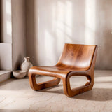 Sculptural Lounge Chair with Rounded Loop Base | Organic Modern Wood Accent Chair