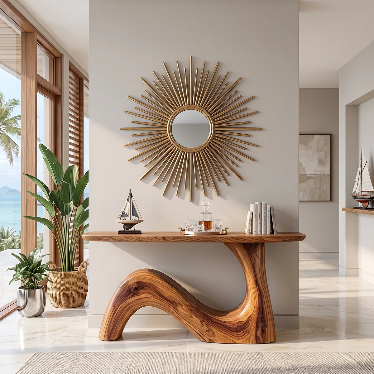 Organic Wave Console Table | Sculptural Entryway Console Table for Modern Hallway & Living Room TH003-5159
