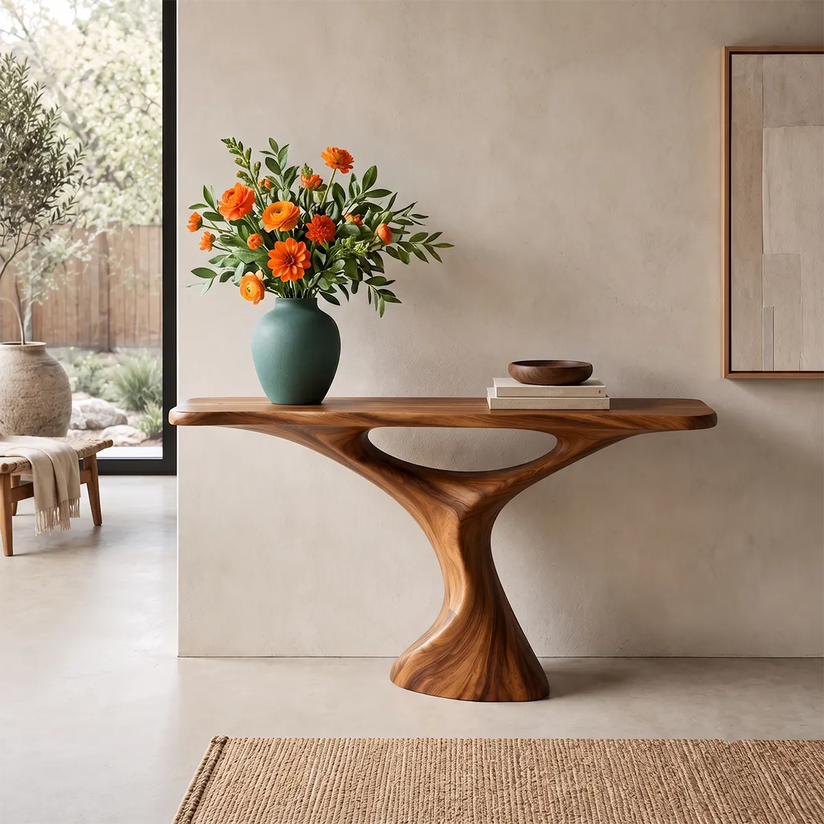 Sculptural Modern Console Table with Organic Curved Silhouette for Entryway & Living Room TT006-7778