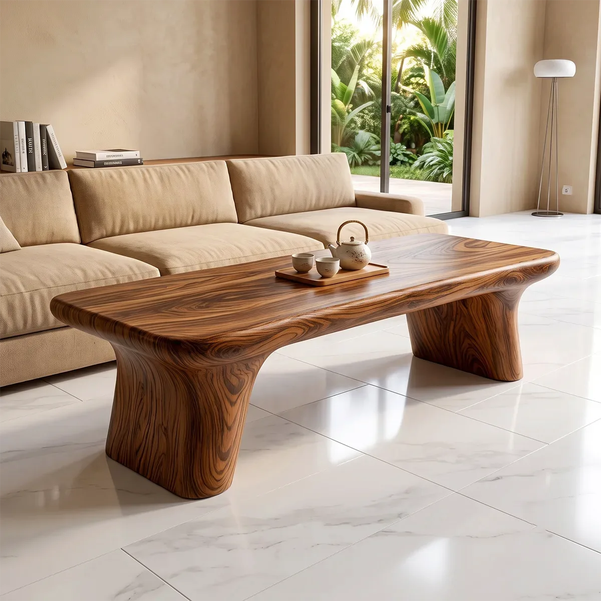 Modern Organic Coffee Table | Minimalist Sculptural Center Table for Contemporary Living Room TH003-9709
