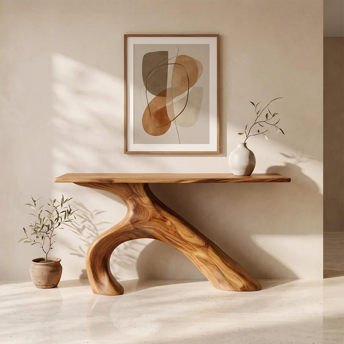 Modern Organic Console Table | Sculptural Asymmetrical Entryway Console Table TH003-3100
