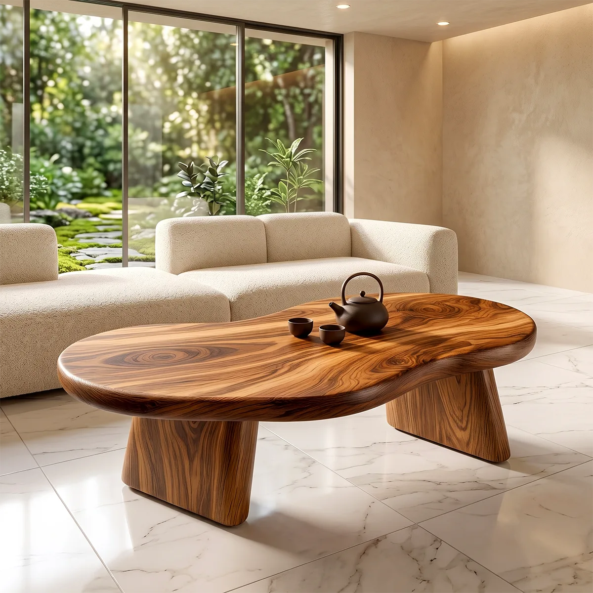 Organic Pebble Coffee Table | Sculptural Freeform Coffee Table for Modern Living Room TH003-1486
