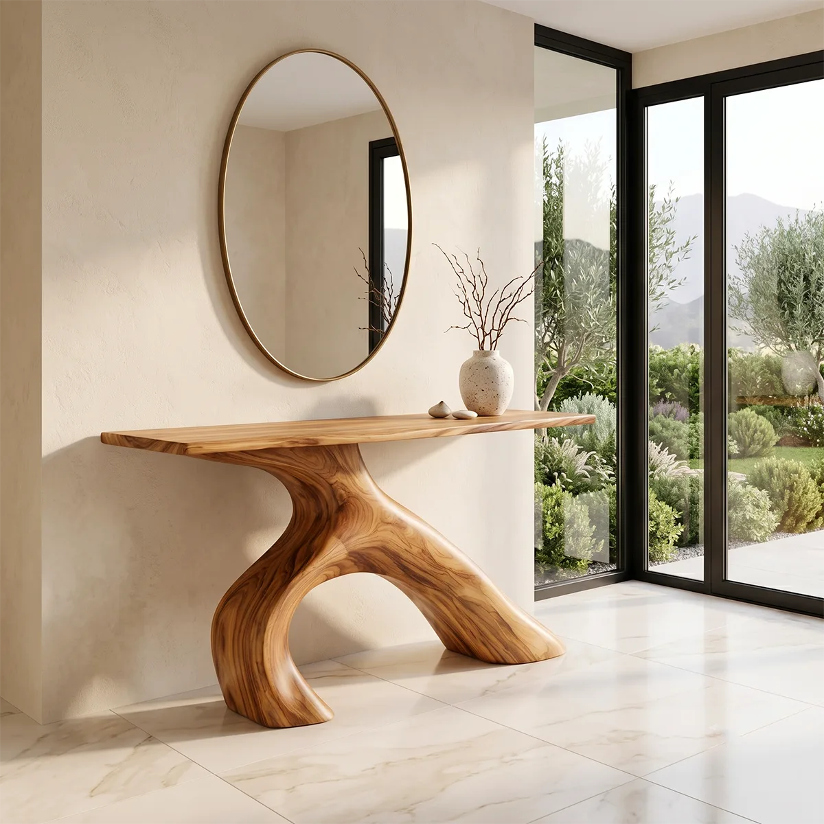 Modern Organic Console Table | Sculptural Asymmetrical Entryway Console Table TH003-3100