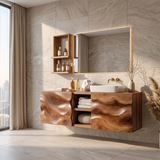 Modern Floating Bathroom Vanity with Sculpted Wave Front | Wall Mounted Bathroom Vanity TH003-3JBW4WW