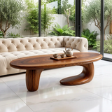 Organic Oval Coffee Table | Sculptural Wave Base Coffee Table for Modern Minimalist Living Room TH003-5893