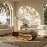 Sculptural Rounded Coffee Table | Organic Modern Open Center Living Room Table