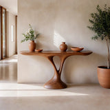 Organic Modern Console Table with Sculptural Pedestal Base for Entryway & Living Room TT006-2903