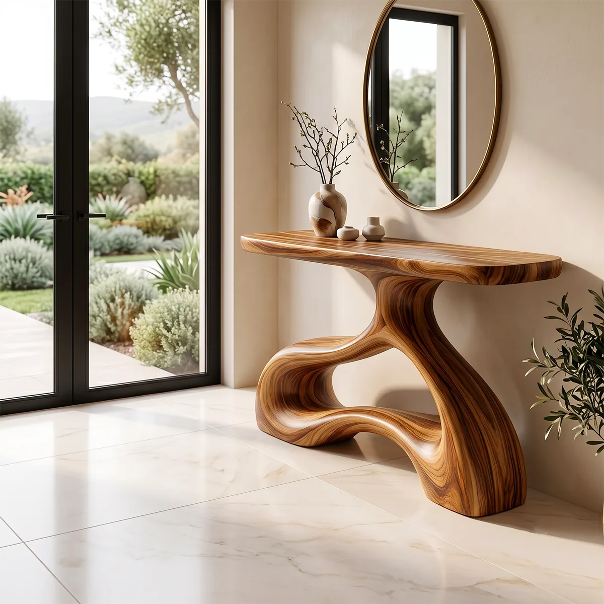 Organic Sculptural Console Table | Abstract Wave Console Table for Modern Entryway & Hallway TH003-3763