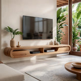 Organic Modern Floating TV Stand with Open Shelving | Wall Mounted Media Console TT006-1KVZ9HN