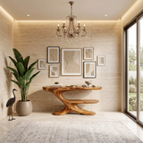 Organic Wave Console Table | Sculptural Modern Entryway Table with Floating Abstract Base TH003-9046