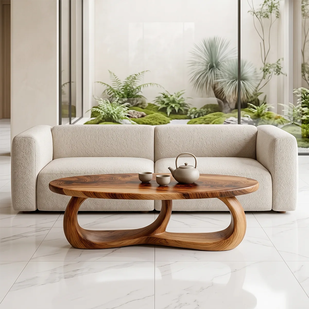 Modern Oval Coffee Table | Sculptural Organic Center Table for Living Room TH003-5584
