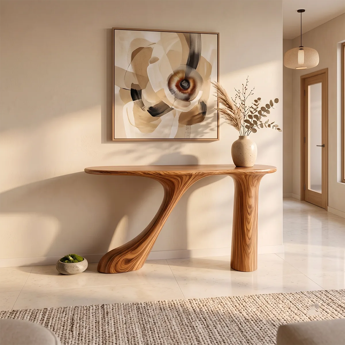 Organic Sculptural Console Table | Modern Entryway Table with Curved Architectural Base TH003-6225