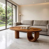 Modern Oval Coffee Table | Sculptural Pedestal Center Table for Minimalist Living Room TH003-7468