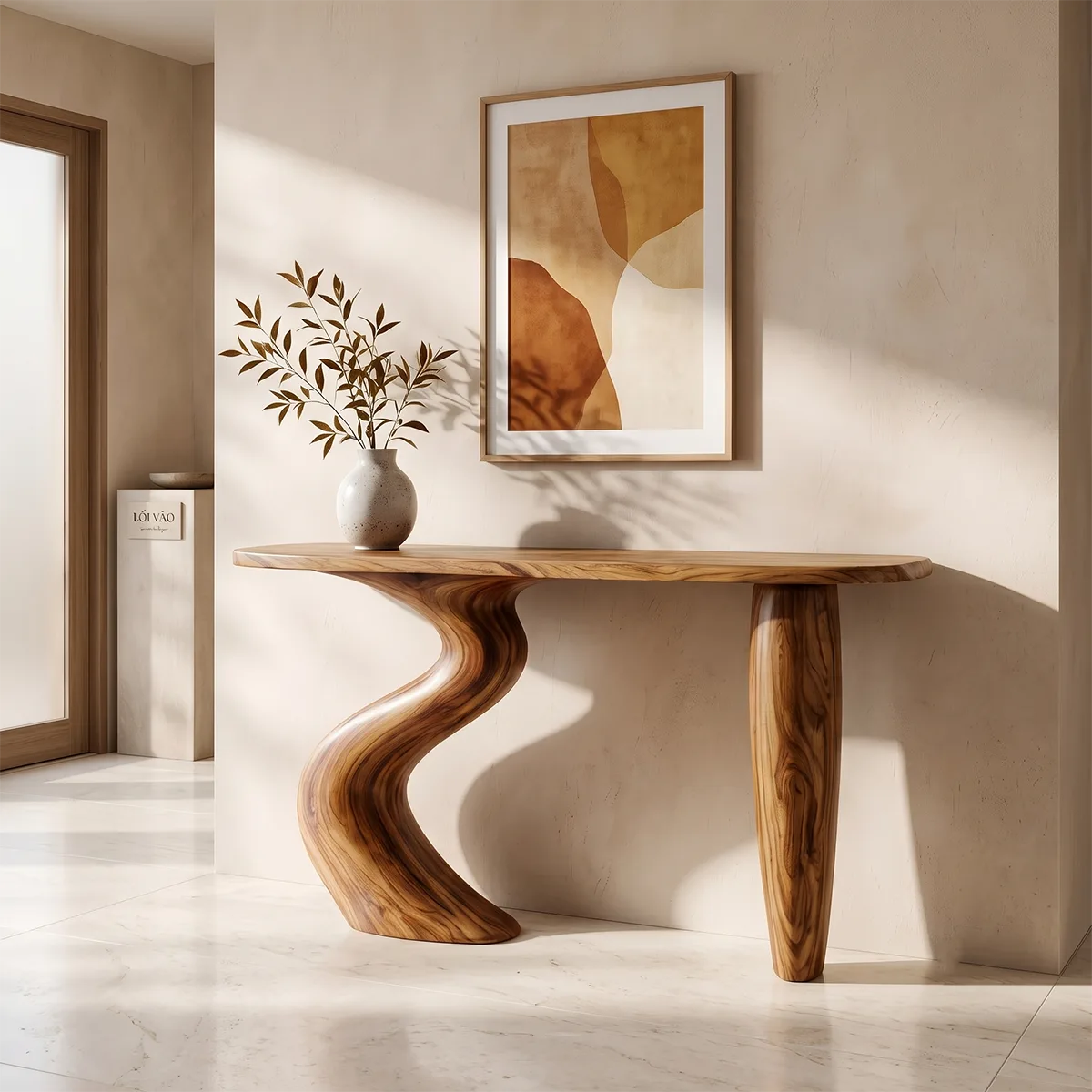 Organic Wave Console Table | Sculptural Entryway Table with Curved Pedestal Base TH003-1709
