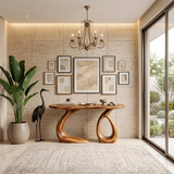 Organic Sculptural Console Table | Modern Entryway Table with Dual Curved Pedestal Base TH003-8955