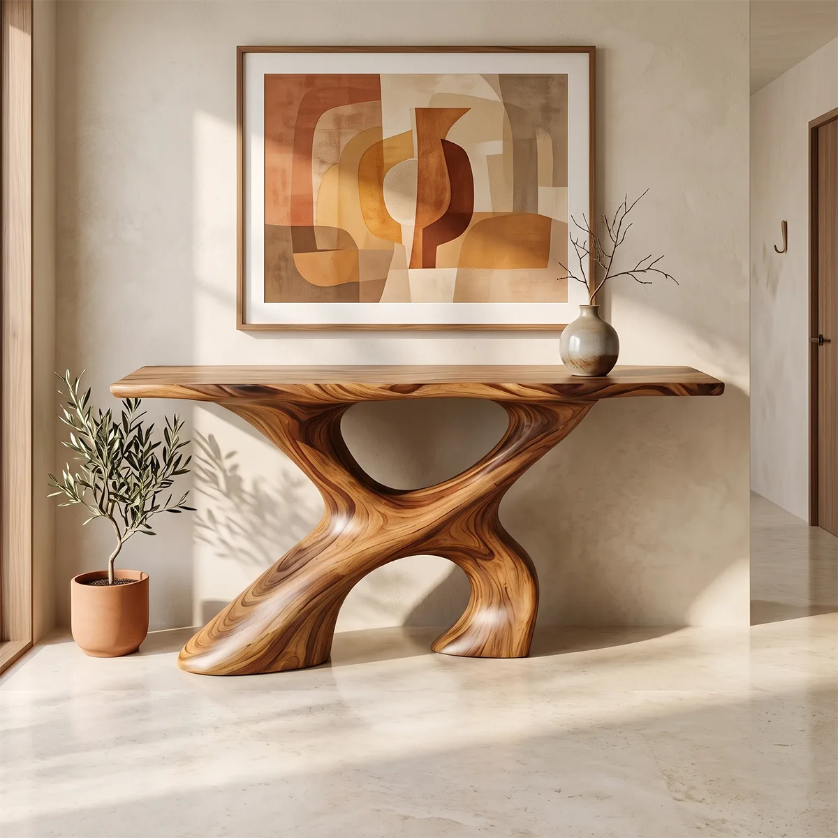 Modern Organic Console Table | Sculptural Open Base Entryway Console Table TH003-5751