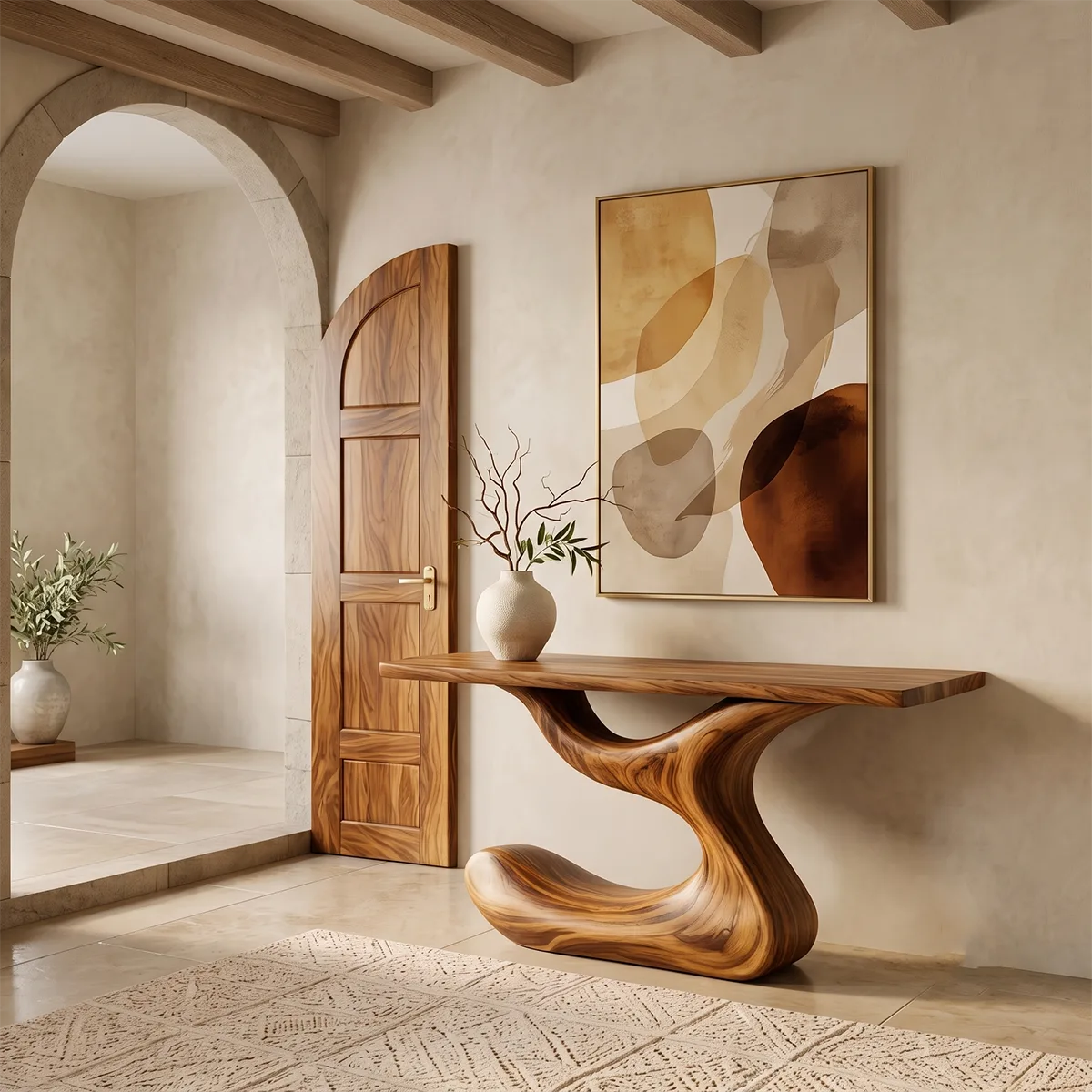 Modern Sculptural Console Table | Organic Entryway Console Table for Contemporary Living Spaces TH003-2542