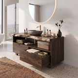 Freestanding Bathroom Vanity with 2 Drawers & Open Shelf | Live Edge Modern Organic Design