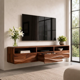 Organic Modern Floating TV Stand with Open Shelving & Three Drawers TT006-8JIK6GK