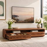 Modern TV Stand with Open Shelf & 2 Large Drawers | Minimalist Media Console TT006-2PMS8ZG