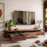 Modern Floating TV Stand with Open Media Shelf & Three Storage Drawers TT006-2WVU2VZ
