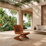 Sculptural Z-Frame Lounge Chair | Modern Low Profile Armless Accent Chair