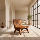 Sculptural Armless Lounge Chair | Modern Organic Accent Chair with Open Frame Base