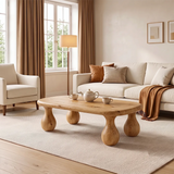 Modern Coffee Table | Organic Rounded Rectangle Cocktail Table TH003-4084